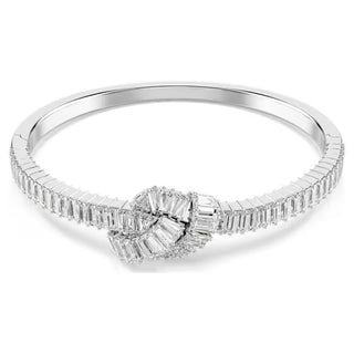 Swarovski Matrix bangle, Baguette cut, Knot, White, Rhodium plated 5727120