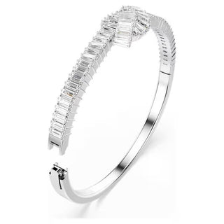 Swarovski Matrix bangle, Baguette cut, Knot, White, Rhodium plated 5727120