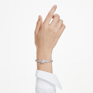 Swarovski Matrix bangle, Baguette cut, Knot, White, Rhodium plated 5727120