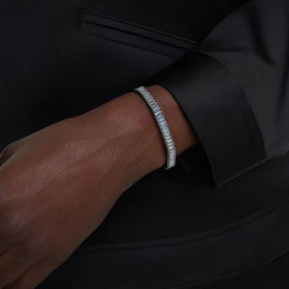 Swarovski - Matrix bangle, Baguette cut, Blue, Ruthenium plated 5720366