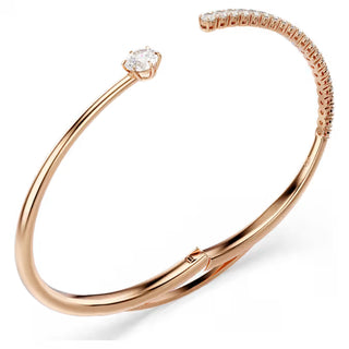 Swarovski Matrix bangle, Round cut, White, 18K rose gold finish 5763819