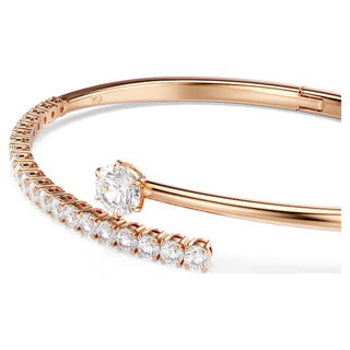 Swarovski Matrix bangle, Round cut, White, 18K rose gold finish 5763819