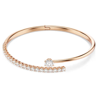 Swarovski Matrix bangle, Round cut, White, 18K rose gold finish 5763819