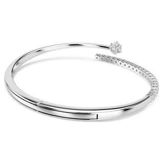 Swarovski Matrix bangle, Round cut, White, Rhodium plated 5753571