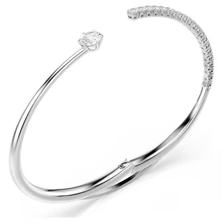 Swarovski Matrix bangle, Round cut, White, Rhodium plated 5753571