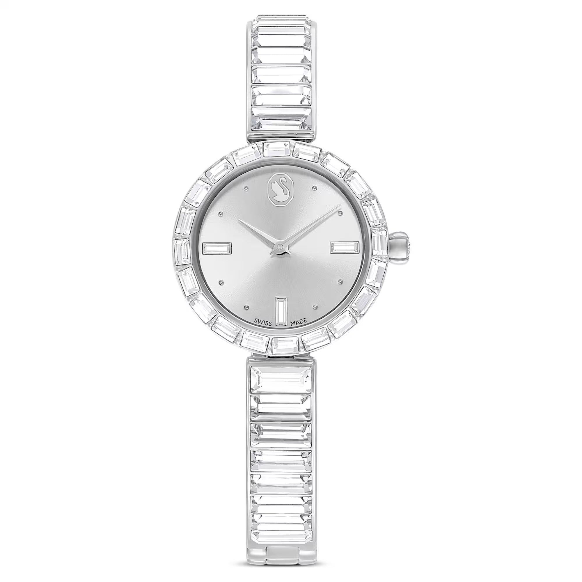 Swarovski Matrix Bangle watch, Swiss Made, Crystal bracelet, White, Stainless Steel 5677487