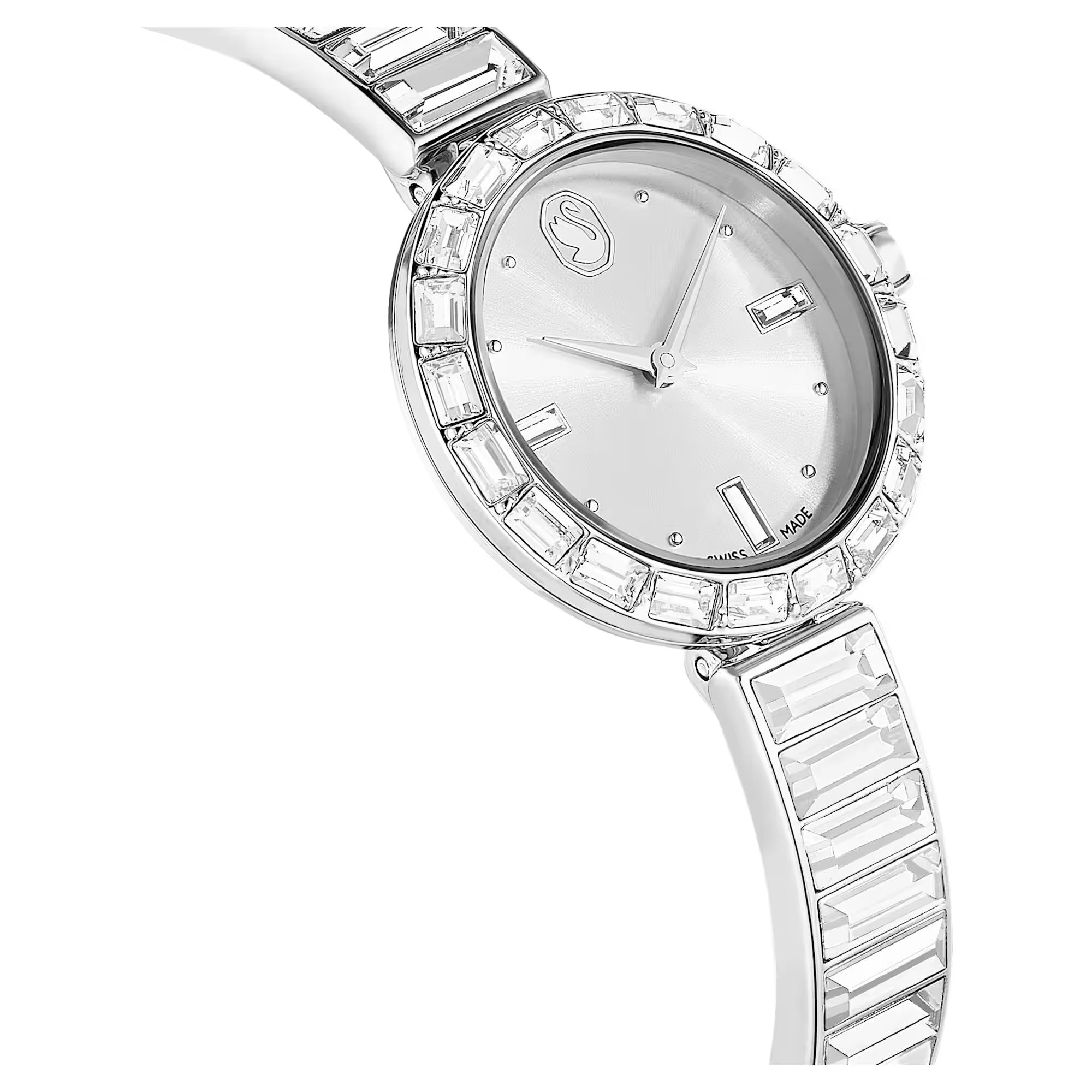 Swarovski Matrix Bangle watch, Swiss Made, Crystal bracelet, White, Stainless Steel 5677487