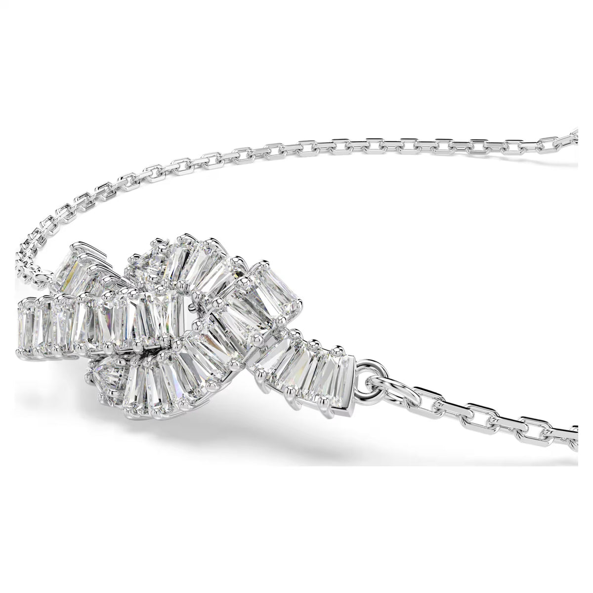Swarovski Matrix bracelet, Baguette cut, Knot, White, Rhodium plated 5731101
