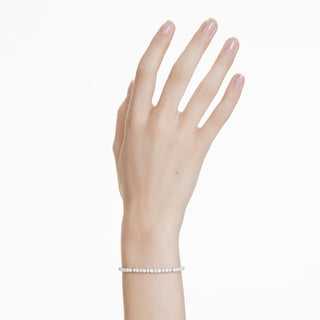 Swarovski - Matrix Tennis bracelet Crystal pearl, Round cut, White, Rhodium plated - 5689633