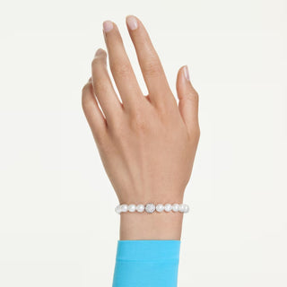 Swarovski Matrix bracelet Crystal pearl, White, Rhodium plated 5747747