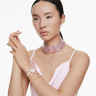 Swarovski - Matrix bracelet, Pear cut, Pink, Gold-tone plated 5707187