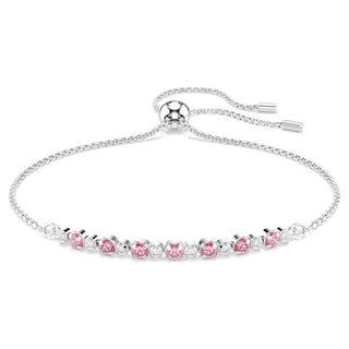 Swarovski Matrix bracelet, Round cut, Pink, Rhodium plated 5763042
