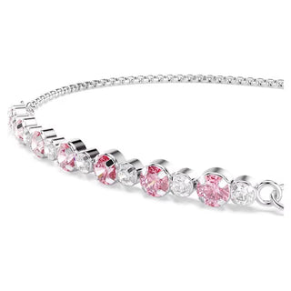 Swarovski Matrix bracelet, Round cut, Pink, Rhodium plated 5763042