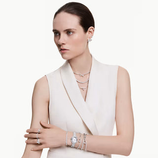 Swarovski Matrix bracelet, Round cut, White, Rhodium plated 5753926