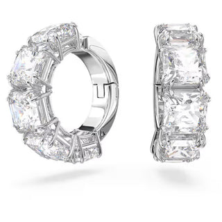 Pendientes Swarovski Millenia Clip, talla cuadrada, blanco, baño de rodio - 5654557 