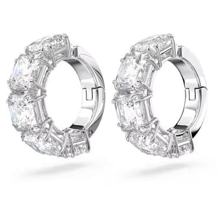 Pendientes Swarovski Millenia Clip, talla cuadrada, blanco, baño de rodio - 5654557 