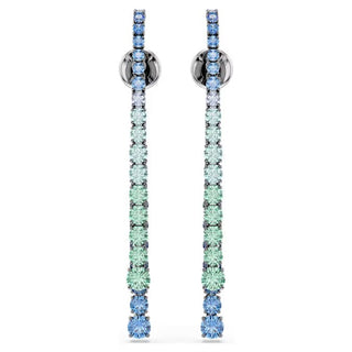 Swarovski Matrix drop earrings Gradient of round cuts, Multicoloured, Ruthenium plated 5741390