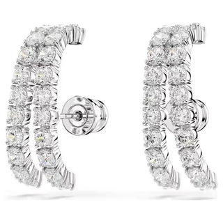 Swarovski - Matrix ear cuffs, Round cut, White, Rhodium plated 5705835