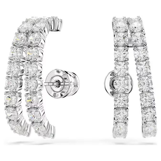 Swarovski - Matrix ear cuffs, Round cut, White, Rhodium plated 5705835