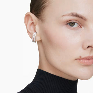 Swarovski - Matrix ear cuffs, Round cut, White, Rhodium plated 5705835