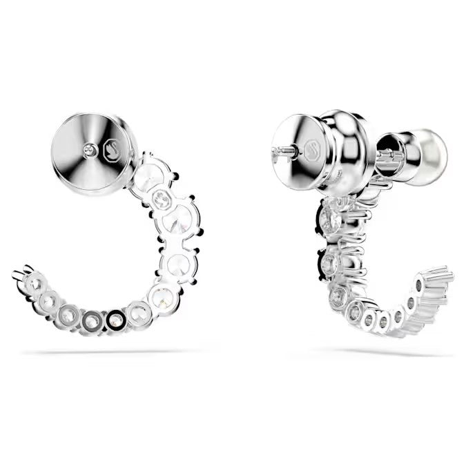 Swarovski - Matrix hoop earrings, Crystal pearl, Round cut, White, Rhodium plated 5692260/5701602 (SS)