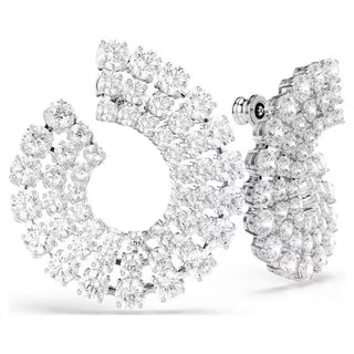 Swarovski - Matrix hoop earrings, Mixed round cuts, White, Rhodium plated 5705834