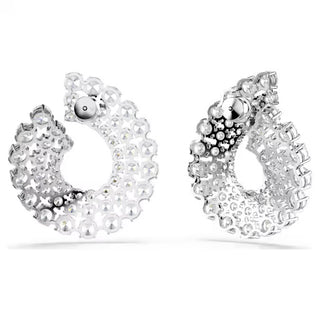 Swarovski - Matrix hoop earrings, Mixed round cuts, White, Rhodium plated 5705834