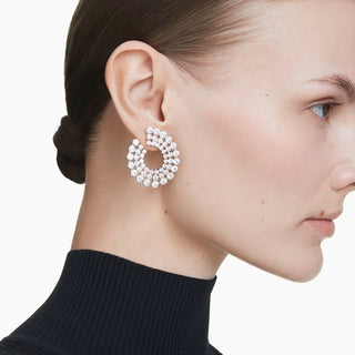 Swarovski - Matrix hoop earrings, Mixed round cuts, White, Rhodium plated 5705834