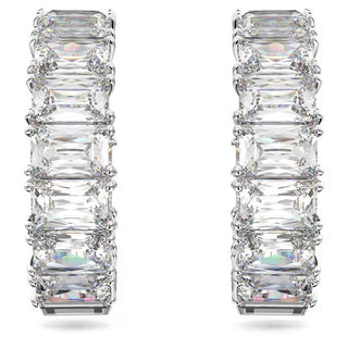 Swarovski Millenia/Matrix hoop earrings, Octagon cut, White, Rhodium plated - 5612673/5689681 (SS)