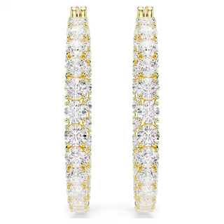 Swarovski Matrix hoop earrings, Round cut, White, Gold-tone plated 5750620