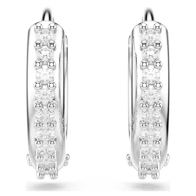Swarovski - Matrix hoop earrings, Round cut, White, Rhodium plated - 5690670/5701600 (SS)