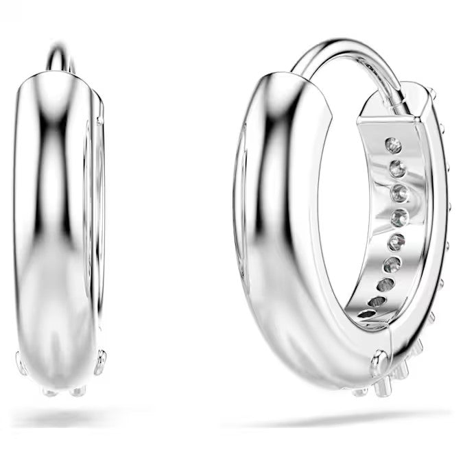 Swarovski - Matrix hoop earrings, Round cut, White, Rhodium plated - 5690670/5701600 (SS)