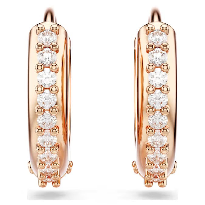 Swarovski - Matrix hoop earrings, Round cut, White, Rose gold-tone plated - 5690669/5701601 (SS)