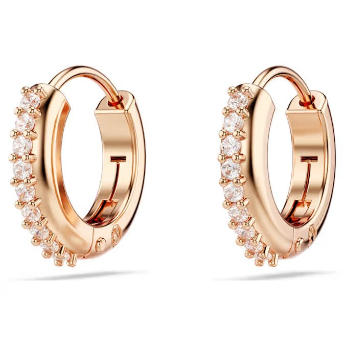 Swarovski - Matrix hoop earrings, Round cut, White, Rose gold-tone plated - 5690669/5701601 (SS)