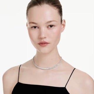 Swarovski Matrix necklace, Baguette cut, White, Rhodium plated 5727111