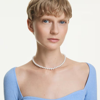 Swarovski Matrix necklace Crystal pearl, White, Rhodium plated - 5747746