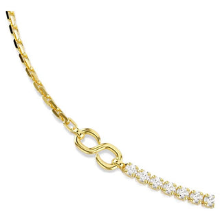 Swarovski Matrix necklace, Round cut, White, 18K gold finish 5747717