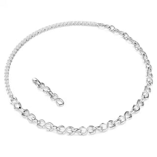 Swarovski Matrix necklace, S-shape, Round cut, White, Rhodium plated 5747732