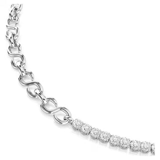 Swarovski Matrix necklace, S-shape, Round cut, White, Rhodium plated 5747732