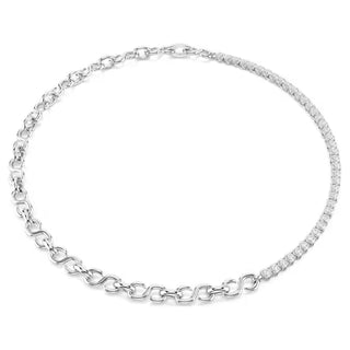 Swarovski Matrix necklace, S-shape, Round cut, White, Rhodium plated 5747732