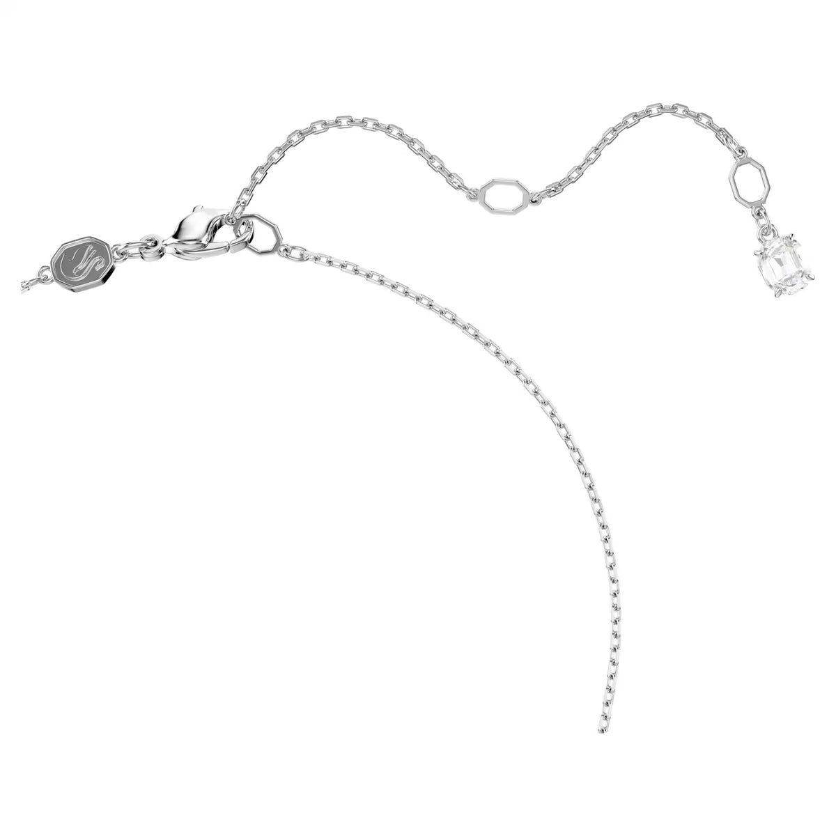 Swarovski Matrix pendant, Baguette cut, Knot, White, Rhodium plated 5728553