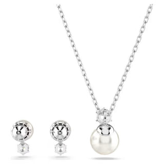 Swarovski - Matrix set, Crystal pearl, Round cut, White, Rhodium plated - 5689624