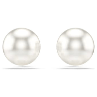 Swarovski Matrix stud earrings Crystal pearl, White, Rhodium plated 5747752