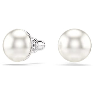 Swarovski Matrix stud earrings Crystal pearl, White, Rhodium plated 5747752