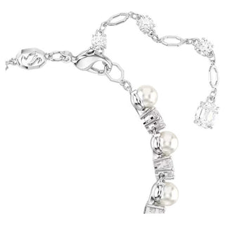 Swarovski - Matrix Tennis bracelet, Crystal pearl, Round cut, White, Rhodium plated 5689625