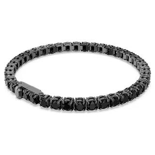 Swarovski Matrix Tennis bracelet, Round cut, Black, Ruthenium plated 5696031