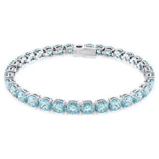 Pulsera Swarovski Matrix Tennis, Talla redonda, Azul, Baño de rodio - 5648928 
