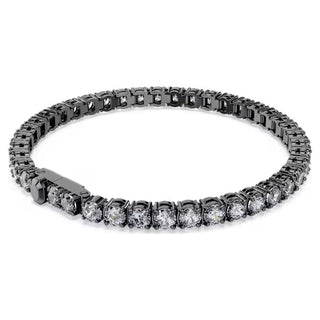 Swarovski - Matrix Tennis bracelet, Round cut, Gray, Ruthenium plated 5693928