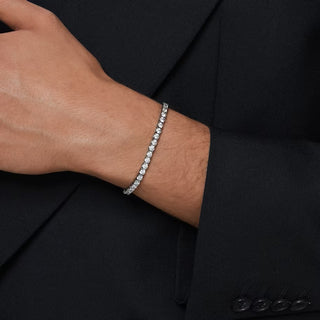 Swarovski - Matrix Tennis bracelet, Round cut, Gray, Ruthenium plated 5693928