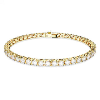 Pulsera Swarovski Matrix Tennis, talla redonda, blanco, Baño tono oro - 5657664 